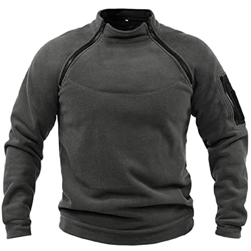 GOLDP Tactical Combat Fleece Pullover Jacket Men Military Athletic Sport Jumper Tops Army Windproof Sweaters (L,Dark Grey) von GOLDP
