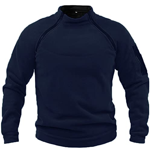 GOLDP Tactical Combat Fleece Pullover Jacket Men Military Athletic Sport Jumper Tops Army Windproof Sweaters (M,Navy Blue) von GOLDP