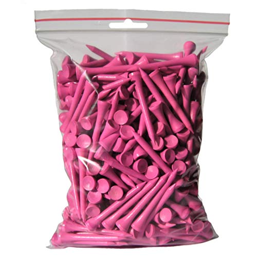 Golf TEES | 54 mm (2 1/8") | 3 x 250 Tees (= 750 Tees) | Holz | Farbe: pink von GOLF-TEES.SHOP