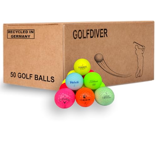 GOLFDIVER - 50 Bunte Golfbälle | Lakeballs | Golfbälle | im Netzbeutel von GOLFDIVER