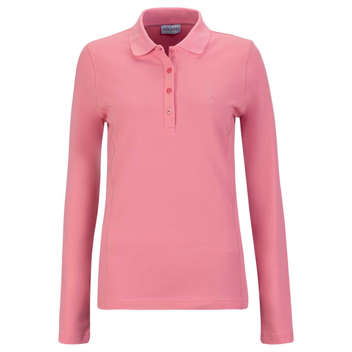 GOLFINO Mia Womens Long Sleeve Golf Polo Shirt, Female, Pink, 10 | American Golf von GOLFINO