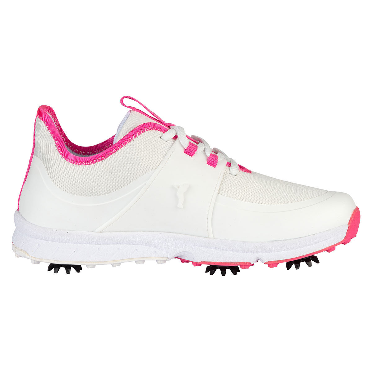 GOLFINO Women's White and Pink Comfortable Linda Waterproof Spiked Golf Shoes, Size: 4 | American Golf von GOLFINO