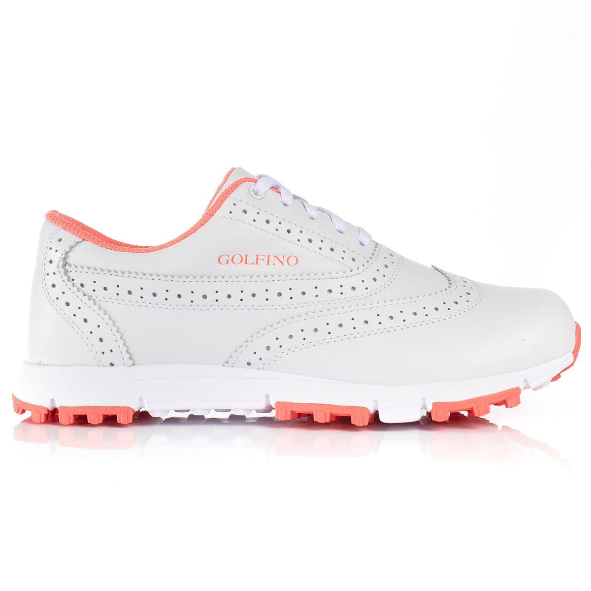 Golfino Womens White and Pink Aurora Spikeless Golf Shoes, Size: 5 | American Golf von GOLFINO