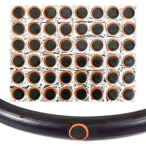 GOLRISEN 48 Stück Fahrradreifen Flicken Set Fahrrad Flickzeug Fahrradschlauch Reparaturset Gummi Patches Rund Fahrradflicken Tiptop Fahrrad Reifen Reparatur Set für Reifen Fahrrad Schlauch 25mm von GOLRISEN