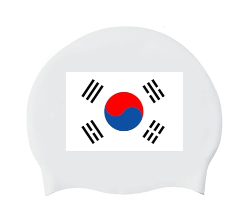 Badekappe Mit Südkoreanischer Flagge – Neuartige Personalisierte Badekappe Für Langes Und Kurzes Haar wasserdichte Silikon-Badekappen Für Frauen Männer Erwachsene Und Jugendliche Unisex Südkorea von GONMFKM