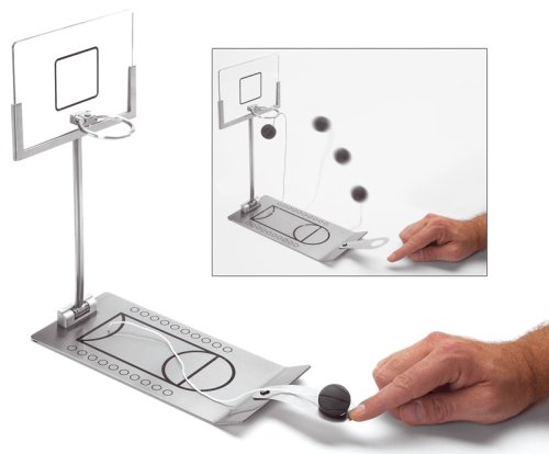 GOODS+GADGETS Mini Tisch Basketball aus Metall NBA Tischbasketball Fingerbasketball im Büro Basketball Geschicklichkeitsspiel Zusammenklappbarer Tischkorb von GOODS+GADGETS