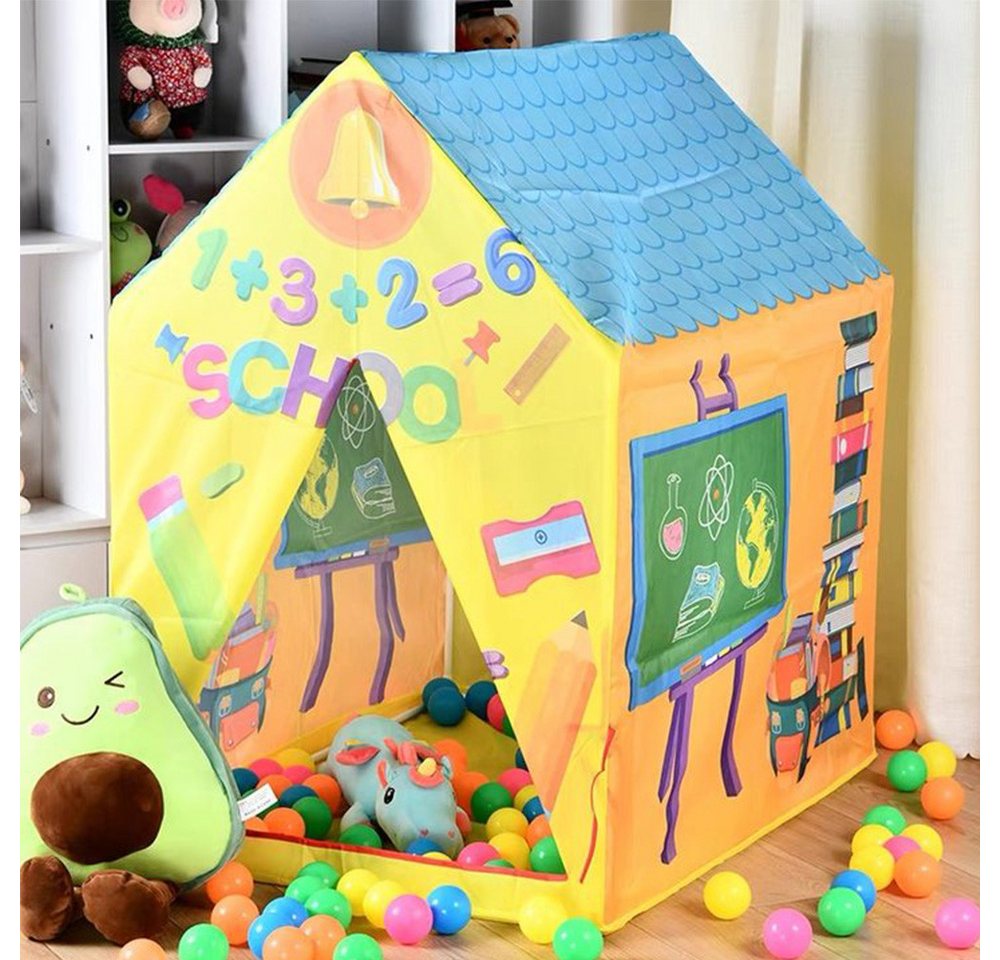 GOOLOO Spielzelt Spielzelt Kinderzelt Spielhaus Kinder Baby (gelbes Schulhaus) (Zelt mit Fenster, 1-tlg., 1-st) Spielzelt für Kinder (Drinnen Draußen) von GOOLOO