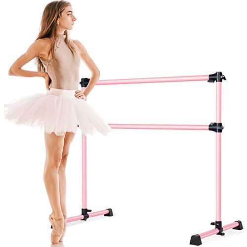 GOPLUS Ballettstange, Ballet-Bar, Stretchstange, höhenverstellbar, für Kinder und Erwachsene, 120 x 118 x 71cm, Farbwahl (Rosa) von GOPLUS