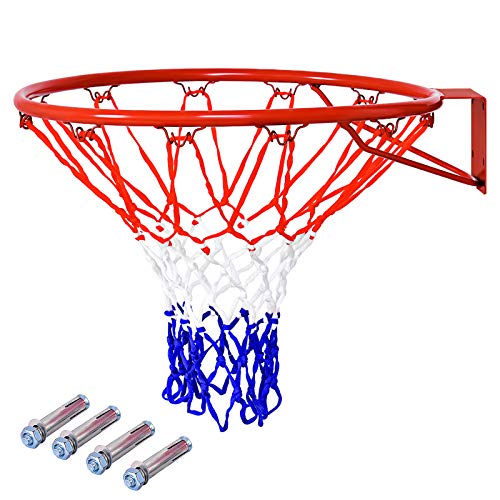 GOPLUS Basketballkorb mit Ring und Nylonnetz, Basketballnetz Standard Ø 46 cm, Basketballring aus Stahlrahmen, Hangring für In- und Outdoor Tür- und Wandmontage, für Kinder und Erwachsene von GOPLUS