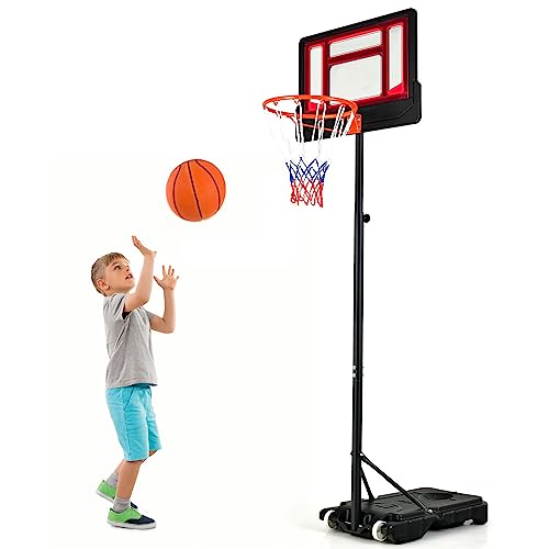 GOPLUS Basketballständer, Basketballanlage höhenverstellbar 154 bis 210 cm, Korbanlage tragbar, Basketballkorb mit Ständer, für Kinder und Jugendliche von GOPLUS