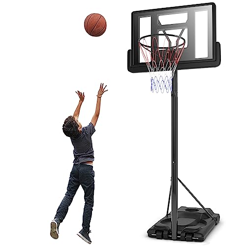 GOPLUS Basketballständer mit Rädern, höhenverstellbare Korbanlage von 260 bis 305 cm, Basketballkorb mit Ständer für Erwachsene Jugendliche von GOPLUS
