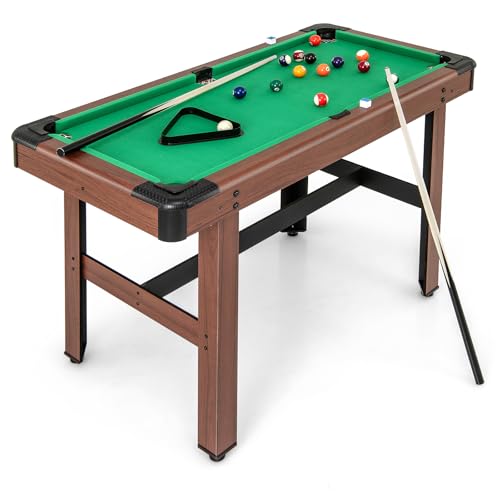 GOPLUS Billardtisch, Pooltisch aus Holz mit 16 Billardkugeln, 2 Queues, 2 Kreiden, Dreieck, Bürste & verstellbaren Fußpolstern, Spieltisch für Kinder & Erwachsene, für Familienspiele, Bar (Grün) von GOPLUS