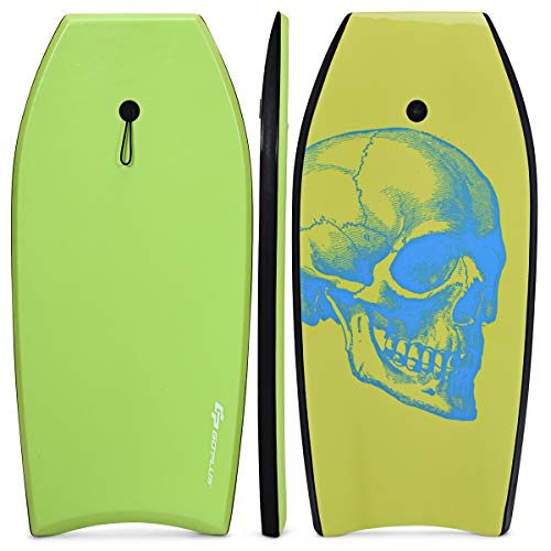 GOPLUS Bodyboard mit Fuß - Zugseil, Schwimmbrett Erfüllt mit EPS Schaumstoff, Surfboard bis zu 85 kg Belastbar, Auch als Schwimmhilfe mit Einer Größe von 105 x 51 cm, Verschleißfest (Grün) von GOPLUS