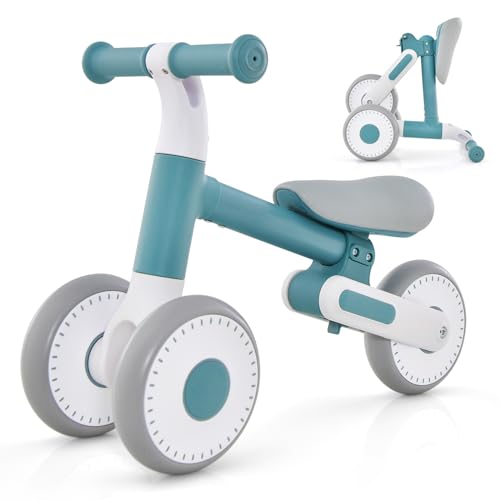 GOPLUS Kinder Laufrad ab 1 Jahr, Lauflernrad höhenverstellbar mit rutschfestem Lenker, Balance Fahrrad mit 3 robusten Rädern, für Baby bis zu 25 kg (Blau) von GOPLUS