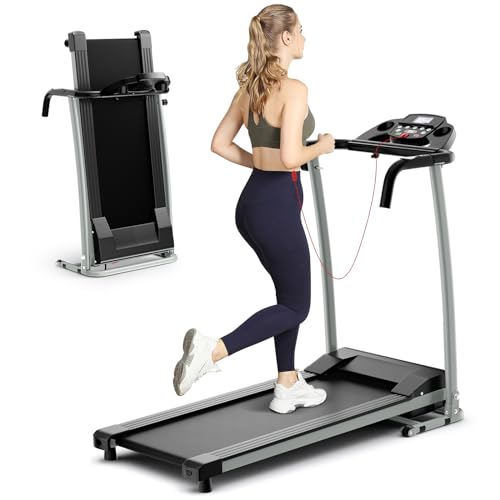 GOPLUS klappbares Laufband für Zuhause, 2PS Walking Pad mit 12 Laufprogramme, LCD-Display, 1-12 km/h Home Treadmill, Gehunterlage mit Lauffläche 102x36 cm, Laufband tragbar mit 2 Rädern (Schwarz) von GOPLUS