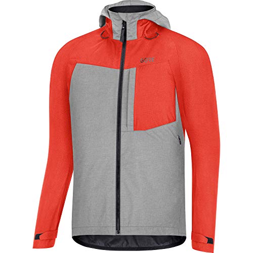 GORE WEAR Herren Fahrrad-Kapuzenjacke Trail, C5, GORE-TEX PACLITE, S, Feuerrot/Grau von GORE WEAR