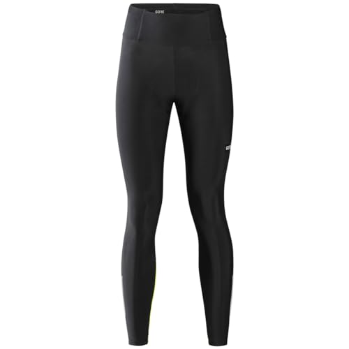 GORE WEAR Kurze Damen Thermo Fahrrad-Tights Progress, Mit Sitzpolster, 38, Schwarz/Neon-Gelb von GORE WEAR