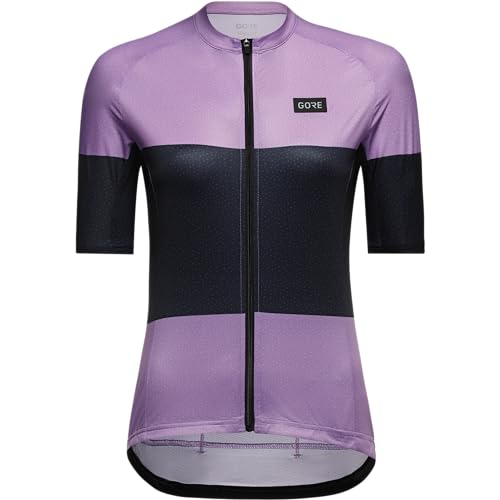 GOREWEAR Atmungsaktives Damen Fahrrad-Trikot, Spirit Stripes, Schneller Feuchtigkeitstransport, Einzigartiges Design, Kurzarm Fahrrad-Shirt, Scrub Lila/Orbit Blau von GORE WEAR