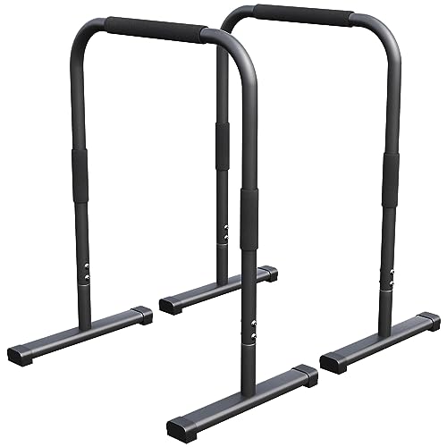 GORILLA SPORTS® Dip Barren - 2er Set, 68 x 45 x 94 cm, bis 200 kg, rutschfest, Stahl, Farbwahl - Parallettes, Dip Station, Push Up Bars, Dip Stand, Calisthenics, Fitness (Schwarz) von GORILLA SPORTS