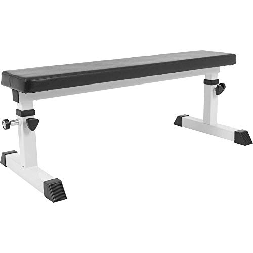 GORILLA SPORTS® Hantelbank - Verstellbar, bis 200 kg Belastbar, aus Stahl, Weiss - Flachbank, Trainingsbank, Fitnessbank, Bankdrücken, Bauchtrainer, Drückerbank, Gym Bench, Fitnessgeräte für Zuhause von GORILLA SPORTS