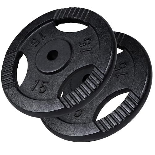 GORILLA SPORTS® Hantelscheiben - Einzeln/Set, 0,5kg, 1,25kg, 2kg, 2,5kg, 5kg, 10kg, 15kg, 20kg, 27,5kg, 30kg Gewichte, Tri-Grip, 30mm, Gusseisen, Silber/Schwarz - Gewichtsscheiben, Hanteln Set von GORILLA SPORTS