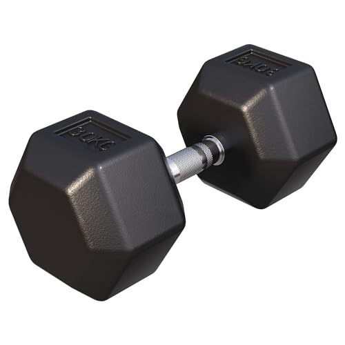 GORILLA SPORTS® Hexagon Kurzhanteln - Gewichte 2-50 kg, mit/ohne Ablage, Gusseisen Gummiert, Rutschsicher, Griff Gerändelt, Verchromt, Schwarz - Sechseckige Hanteln, Dumbbell, Krafttraining, Fitness von GORILLA SPORTS