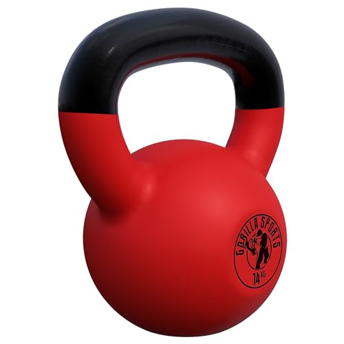 GORILLA SPORTS® Kettlebell - 2-32 kg Gewichte, Einzeln/Set, Gusseisen, Vinyl Beschichtung, Bodenschonende - Kugelhantel, Schwunghantel, Kugelgewicht, Rundgewichte für Fitness, Gym, Krafttraining von GORILLA SPORTS