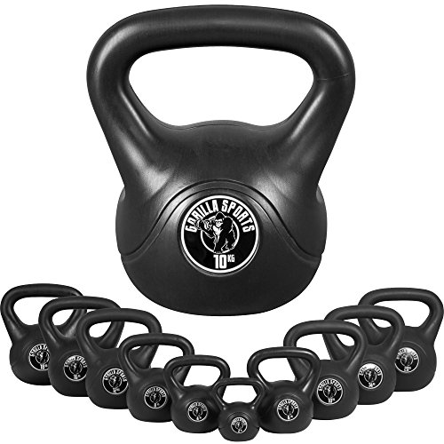 GORILLA SPORTS® Kettlebell - Einzeln 2kg - 20kg oder Set 17kg, 24kg, 30kg, 110kg, 113kg mit/ohne Ablage, Kunststoff - Kugelhantel, Kugelgewicht, Schwunghantel, Gewichten, Fitness, Krafttraining von GORILLA SPORTS