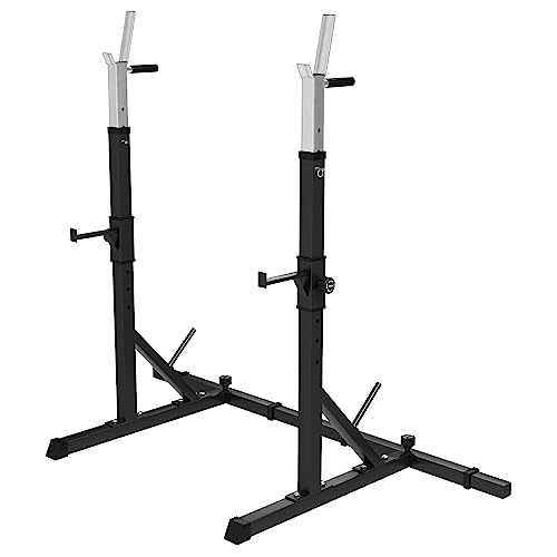 GORILLA SPORTS® Langhantelablage - 79 x 150-190 x 133 cm, Höhenverstellbar, mit Dip-Ständer, bis 250 kg belastbar, Stahl - Langhantelständer, Squat Rack, Kniebeugenständer, Hantelständer, Hantelablage von GORILLA SPORTS