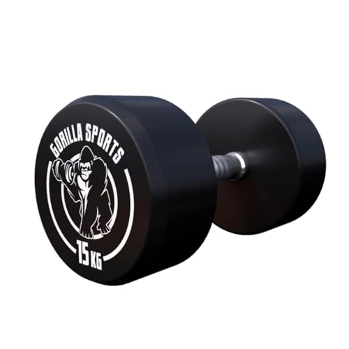 GORILLA SPORTS® Kurzhanteln - Einzeln / 2er Set, von 2,5 bis 40 kg Gewichte, Gummi, Gusseisen Kern, rutschfeste, gerändelte Griffe, Schwarz - Rundhanteln, Hantelset, Kurzhantelset, Dumbbells von GORILLA SPORTS