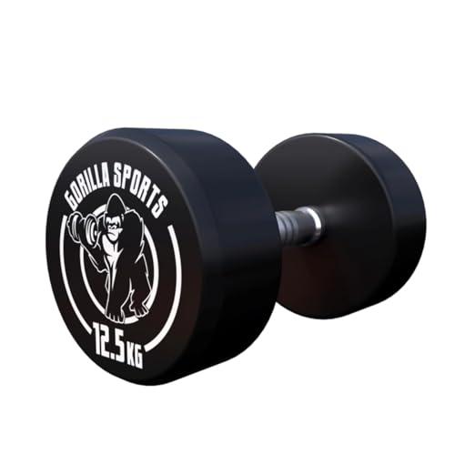 GORILLA SPORTS® Kurzhanteln - Einzeln / 2er Set, von 2,5 bis 40 kg Gewichte, Gummi, Gusseisen Kern, rutschfeste, gerändelte Griffe, Schwarz - Rundhanteln, Hantelset von GORILLA SPORTS