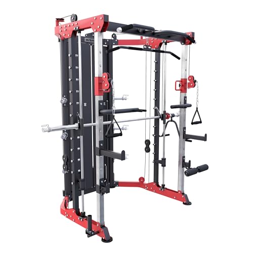 GORILLA SPORTS® Power Rack - inkl. Olympia Langhantel, Dip-Station, Kabelzug, Klimmzugstange, Beincurler - Power Cage, Kraftstation, Multipresse, Multistation, Fitness, Krafttraining, Gym, Zuhause von GORILLA SPORTS