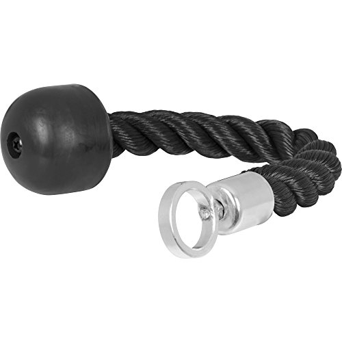 GORILLA SPORTS® Trizepsseil - Einhand, inkl. Drehgelenk, 30 cm, bis 120 kg Belastbar, Nylon, Schwarz - Trizeps Seil, Kabelzuggriff, Seilzug, Trizepstau, Bizeps Seil, Kabelzug Seil, Bizeps Tau von GORILLA SPORTS