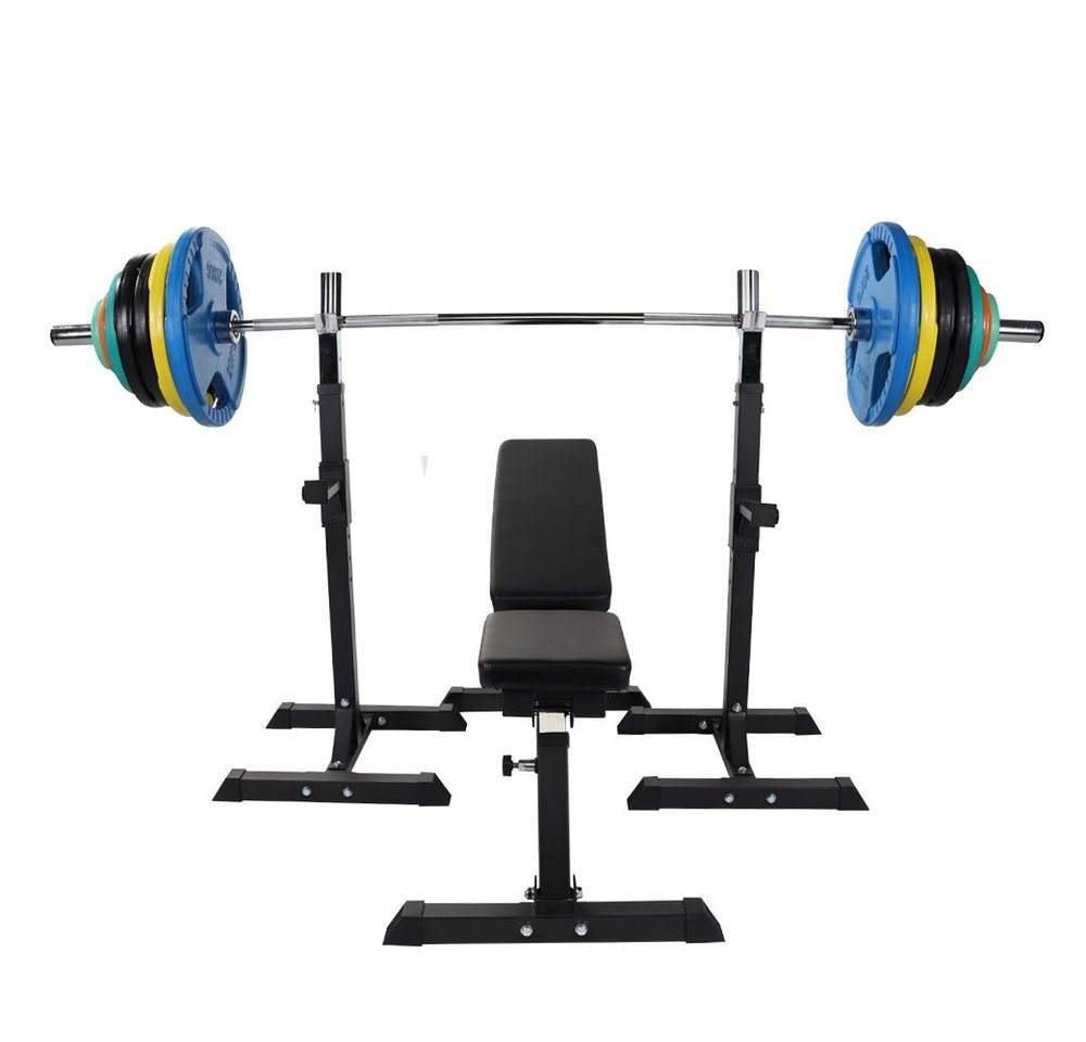 GORILLA SPORTS Hantelbank mit Gewichten, Ablage, Hantelset 150 kg, Olympia Langhantelstange 50mm, (1-tlg) von GORILLA SPORTS