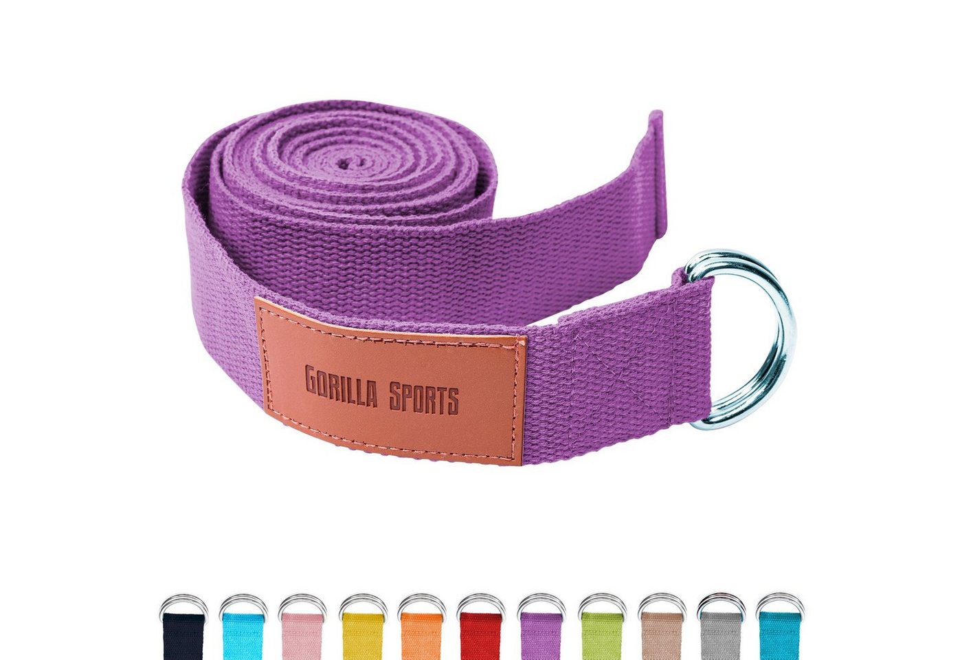 GORILLA SPORTS Yogagurt Yoga-Gürtel, 100% Baumwolle, mit Verschluss aus Metall, Yoga Strap von GORILLA SPORTS