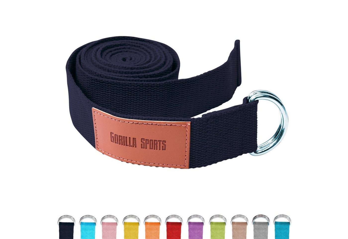 GORILLA SPORTS Yogagurt Yoga-Gürtel, 100% Baumwolle, mit Verschluss aus Metall, Yoga Strap von GORILLA SPORTS