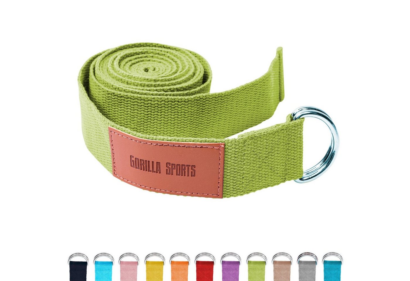 GORILLA SPORTS Yogagurt Yoga-Gürtel, 100% Baumwolle, mit Verschluss aus Metall, Yoga Strap von GORILLA SPORTS