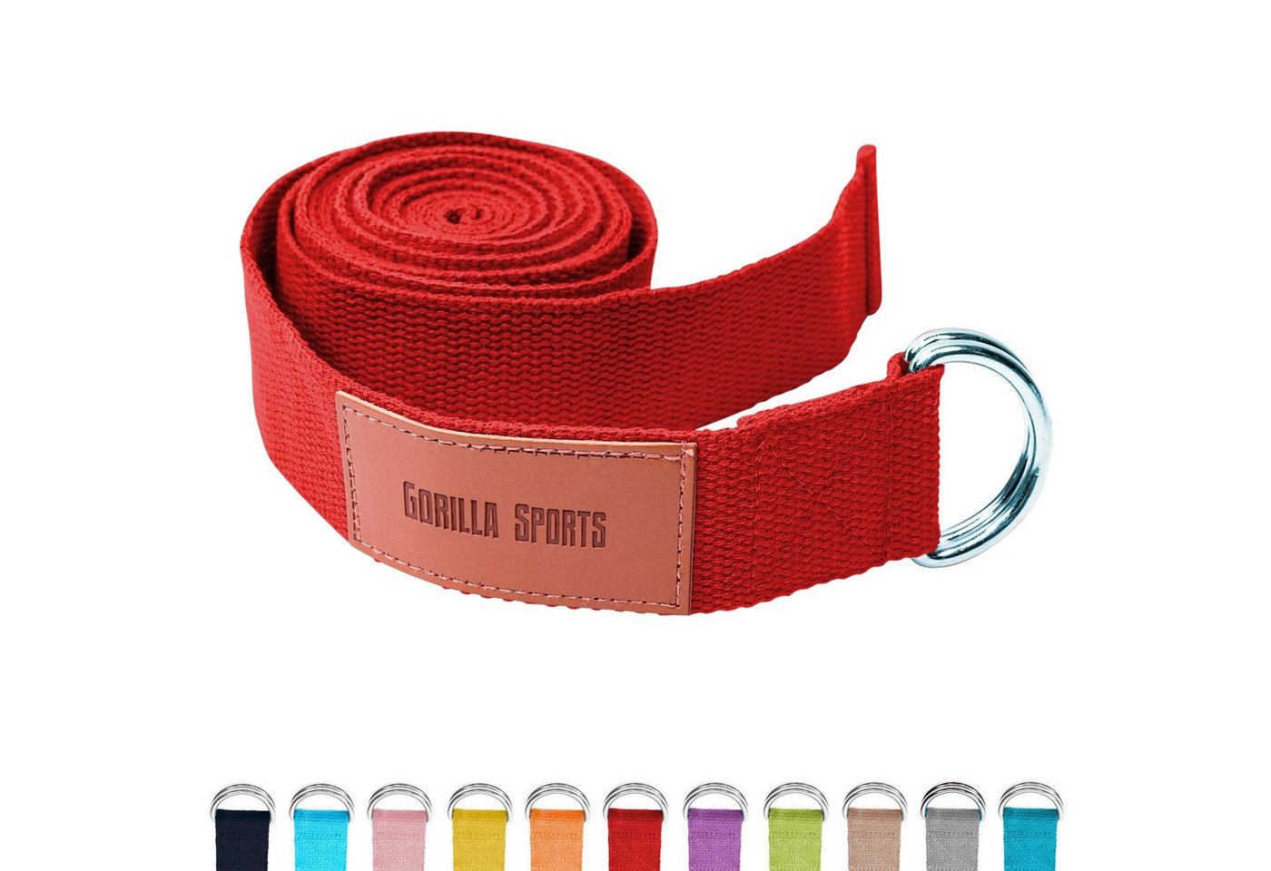 GORILLA SPORTS Yogagurt Yoga-Gürtel, 100% Baumwolle, mit Verschluss aus Metall, Yoga Strap von GORILLA SPORTS