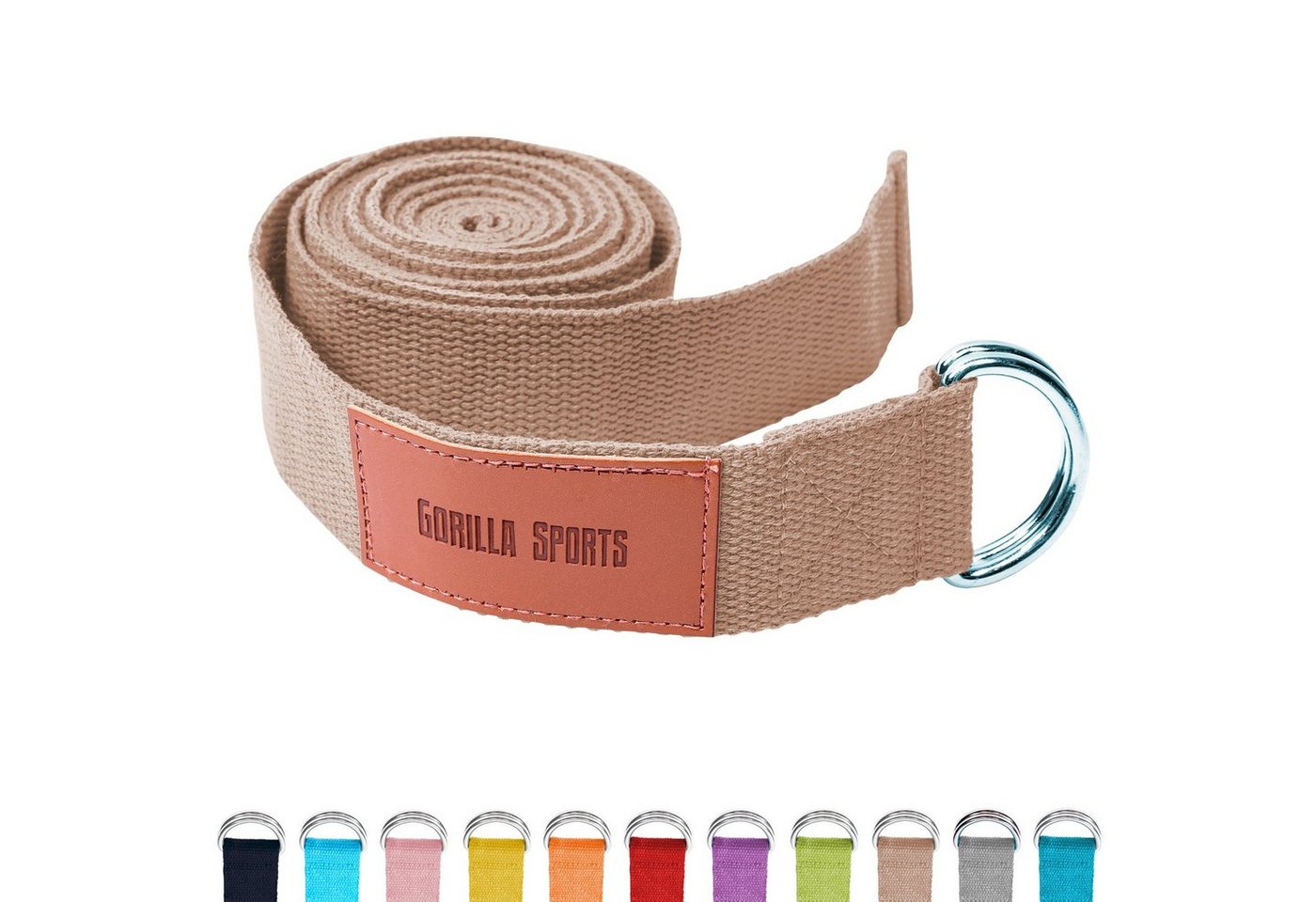 GORILLA SPORTS Yogagurt Yoga-Gürtel, 100% Baumwolle, mit Verschluss aus Metall, Yoga Strap von GORILLA SPORTS
