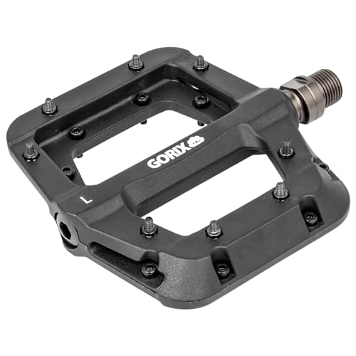 GORIX Fahrrad-Flachpedale, 3 B-Lager, Nylon, langlebig, leicht, mit rutschfesten Stiftspikes, Rennrad, Mountainbike, MTB(GX-F576) von GORIX