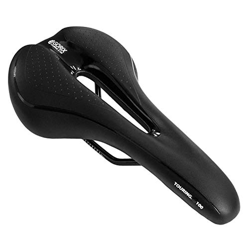 GORIX Fahrradsattel Sitz Bequemes Kissen mit Rail Mountain Road Fahrrad für Männer und Frauen (GX-C19) (All Black) von GORIX