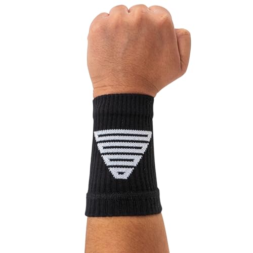 GORNATION Wristbands (1 Paar) - Stylische Schwarze Schweißbänder für das Workout, Bequeme Kompression & Wärme, tragbar mit Grips & Handschuhen, Baumwollmischung von GORNATION