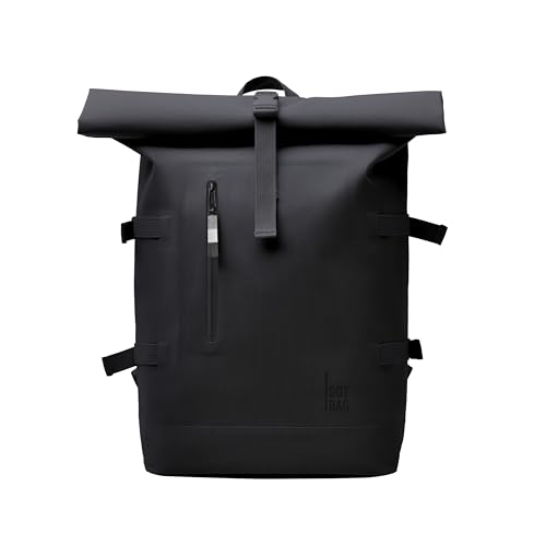 GOT BAG Rolltop Black (Monochrome) | Nachhaltiges Material | Rucksack Wasserfest | Herausnehmbare 15“ Laptoptasche | Viel Stauraum | 31L Füllvolumen von GOT BAG