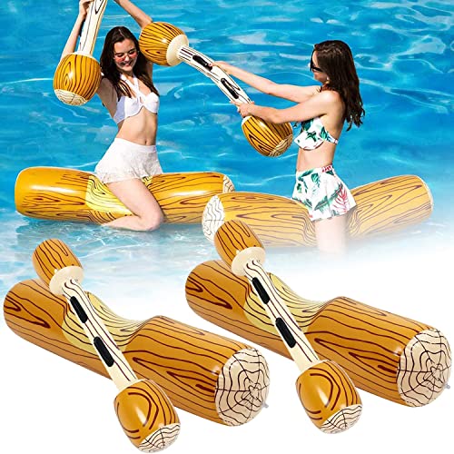 Aufblasbare Schwimm Reihe, 4 Stück Holz Form Aufblasbare Pool Spielzeuge Schwimmendes Ruderspielzeug Wasserspielzeug für Erwachsene Kinder Party Unterhaltung von GOTOTOP