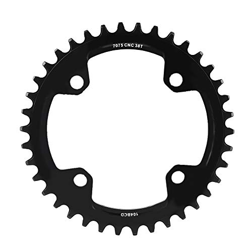 GOTOTOP Fahrrad-MTB-Kettenblatt, 32/34/36 / 38T BCD 104 Mountainbike-Stahl-Einzelne Kurbel-Kettenring-Reparatur-Teile (38T-Schwarz) von GOTOTOP