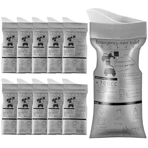 GOWTX 10 Stück Gel Urinbeutel, 700ml Tragbarer Urinbeutel, Notfall Camping Pinkelbeutel, Notfall-Toilettenbeutel, Super Saugfähig Reise Urinal Unisex, Mobile Notfalltoilette im Auto für Männer Frauen von GOWTX