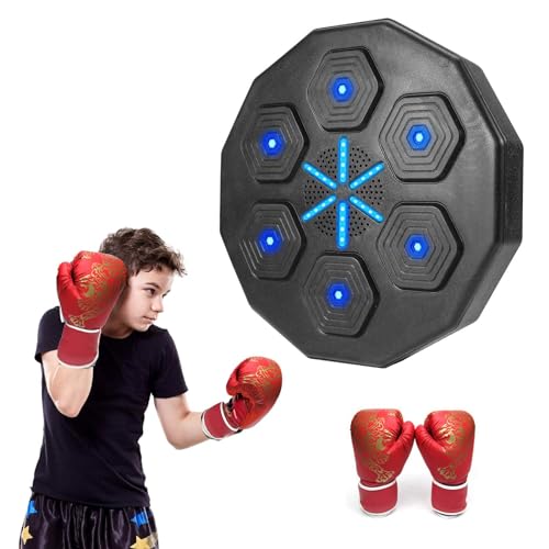 GOXAEEE Music Boxing Machine, Smart Musik Boxmaschine mit 6 Lichtern und Bluetooth-Sensor,Wand-Zielboxmaschine,Box Maschine mit Musik,Boxing Training Devices (Kinderhandschuhe) von GOXAEEE