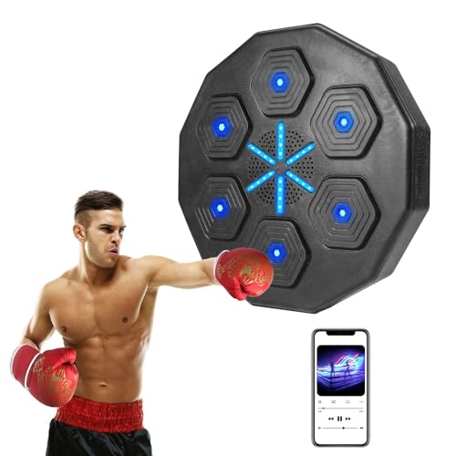 GOXAEEE Music Boxing Machine, Smart Musik Boxmaschine mit 6 Lichtern und Bluetooth-Sensor,Wand-Zielboxmaschine,Box Maschine mit Musik,Boxing Training Devices (ohne Handschuhe) von GOXAEEE
