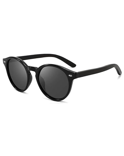 GREENTREEN Holz Sonnenbrillen Herren Damen, Retro Polarisierte Sonnenbrille, UV400 Schutz Gläser von GREENTREEN