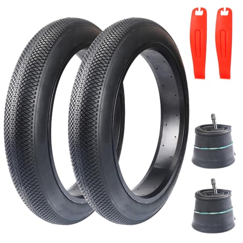 GRELiving 2er-Pack 3.0 Zoll E-Bike Reifen Fatbike Reifen 20/24/26x3.0 Heavy Duty Snow Bike Tires Fahrrad Mantel mit 2er-Pack 3.0 Fat schlauche AV32mm Ventil+ 2er Reifen-Heber (24x3.0 Zoll) von GRELiving